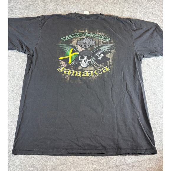 Harley Davidson Jamaica Shirt Mens 2XL Black Skull Pirate Tee Motorcycle Biker - Picture 2 of 11